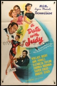 1t210 DATE WITH JUDY 1sh '48 Elizabeth Taylor, Carmen Miranda, Wallace Beery, Jane Powell