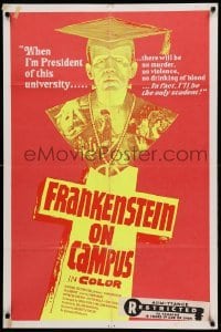 1t241 DR FRANKENSTEIN ON CAMPUS 1sh '70 completely wacky Canadian monster movie!