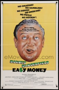 1t256 EASY MONEY 1sh '83 wacky headshot artwork of screwball Rodney Dangerfield!