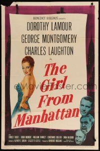1t330 GIRL FROM MANHATTAN 1sh '48 George Montgomery, art of sexy Dorothy Lamour!
