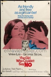1t331 GIRL WHO COULDN'T SAY NO int'l 41x27 1sh '69 sexy Virna Lisi is the end in loving, Segal!