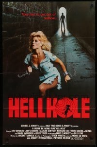 1t368 HELLHOLE 25x39 1sh '85 Pierre De Moro directed, girl in shackles running from madman!