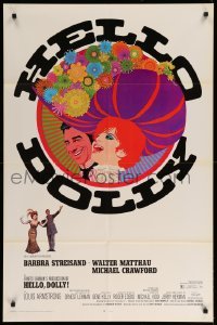 1t369 HELLO DOLLY Roadshow 1sh '69 art of Barbra Streisand & Walter Matthau by Richard Amsel!