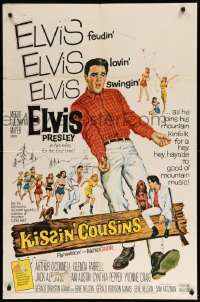 1t459 KISSIN' COUSINS 1sh '64 cool art of hillbilly Elvis Presley, feudin', lovin', swingin'!