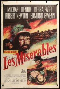 1t470 LES MISERABLES 1sh '52 Michael Rennie as Jean Valjean, Debra Paget, Victor Hugo!