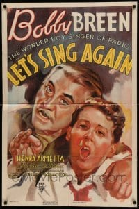 1t473 LET'S SING AGAIN 1sh '36 art of Bobby Breen the wonder boy radio signer & Henry Armetta