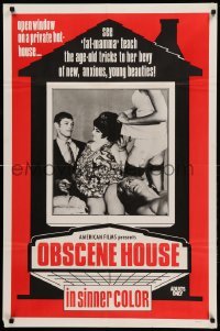 1t594 OBSCENE HOUSE 1sh '69 see fat-mamma teach the age-old tricks to her bevy of young beauties!