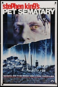 1t626 PET SEMATARY 1sh '89 Stephen King's best selling thriller, cool graveyard image!