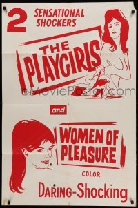 1t635 PLAYGIRLS/WOMEN OF PLEASURE Canadian 1sh '68 sexy artwork, shock it to 'em hits!