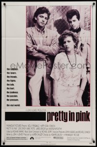 1t642 PRETTY IN PINK 1sh '86 great portrait of Molly Ringwald, Andrew McCarthy & Jon Cryer!