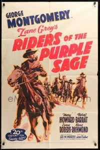 1t683 RIDERS OF THE PURPLE SAGE 1sh R54 George Montgomery on horse & romancing girl, Zane Grey
