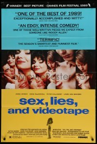 1t727 SEX, LIES, & VIDEOTAPE 1sh '89 James Spader, Andie MacDowell, Steven Soderbergh directed!
