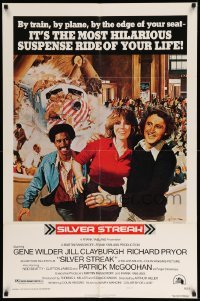 1t741 SILVER STREAK style A 1sh '76 art of Gene Wilder, Richard Pryor & Jill Clayburgh by Gross!