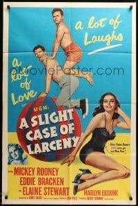 1t751 SLIGHT CASE OF LARCENY 1sh '53 Mickey Rooney, Eddie Bracken & sexy bad girl Elaine Stewart!