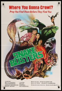 1t755 SNAKE BUSTERS 24x35 1sh '80s wild snake artwork, pray you find them before they find you!