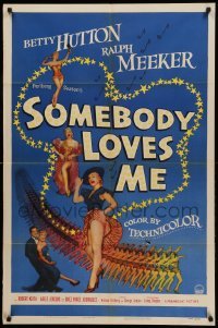 1t761 SOMEBODY LOVES ME 1sh '52 four images of sexy dancer Betty Hutton + many showgirls!