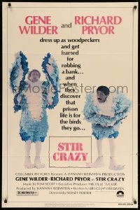 1t781 STIR CRAZY 1sh '80 Gene Wilder & Richard Pryor in chicken suits, directed by Sidney Poitier!