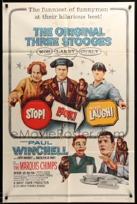 1t782 STOP LOOK & LAUGH 1sh '60 Three Stooges, Larry, Moe & Curly + chimpanzees & dummy!