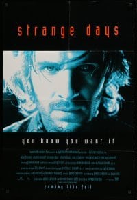 1t789 STRANGE DAYS advance DS 1sh '95 close-up of Ralph Fiennes, you know you want it!