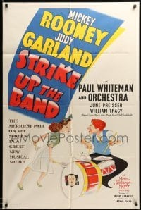 1t798 STRIKE UP THE BAND style C 1sh '40 Al Hirschfeld art of Mickey Rooney & Judy Garland, rare!