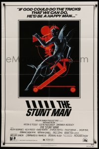 1t800 STUNT MAN 1sh '80 Peter O'Toole, cool artwork of demon working movie camera!
