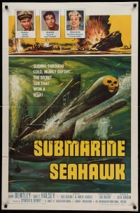 1t802 SUBMARINE SEAHAWK 1sh '59 really cool skull head torpedo artwork!