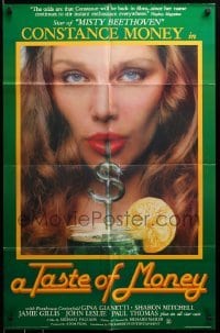 1t845 TASTE OF MONEY 24x37 1sh '83 Gianetti, sexploitation, image of Constance Money w/dollar straw!