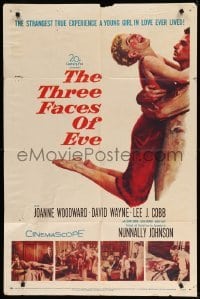 1t869 THREE FACES OF EVE 1sh '57 David Wayne, Joanne Woodward has multiple personalities!