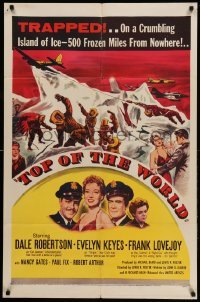 1t885 TOP OF THE WORLD 1sh '55 Dale Robertson & Evelyn Keyes trapped on a crumbling island of ice