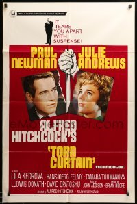 1t886 TORN CURTAIN 1sh '66 Paul Newman, Julie Andrews, Hitchcock tears you apart w/suspense!