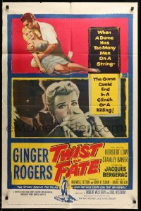 1t913 TWIST OF FATE 1sh '54 Beautiful Stranger, sexy Ginger Rogers has too many men on a string!