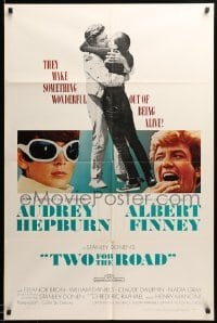 1t915 TWO FOR THE ROAD 1sh '67 Audrey Hepburn & Albert Finney embrace, directed by Stanley Donen!