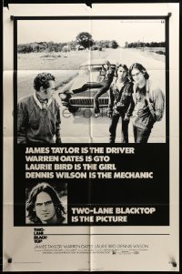 1t918 TWO-LANE BLACKTOP 1sh '71 James Taylor is the driver, Warren Oates is GTO, Laurie Bird