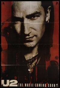 1t920 U2 RATTLE & HUM teaser 1sh '88 cool close-up of Bono, Irish rock!