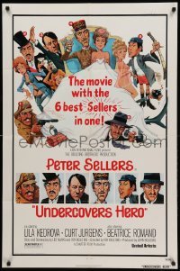 1t925 UNDERCOVERS HERO 1sh '75 Peter Sellers in 6 roles, great wacky artwork!