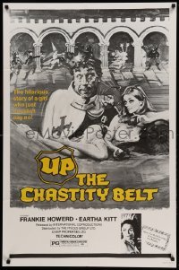 1t934 UP THE CHASTITY BELT 1sh '71 wacky artwork of Frankie Howard & sexy Anne Aston!