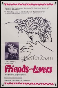 1t941 FRIENDS & LOVERS 1sh '69 Hector Elizondo's second movie, the TOTAL experience!