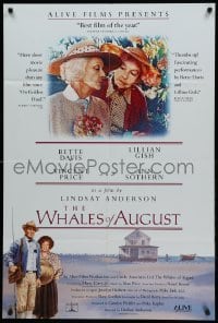 1t956 WHALES OF AUGUST 1sh '87 art of Bette Davis, Lillian Gish, Ann Sothern & Vincent Price!