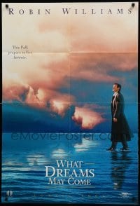 1t958 WHAT DREAMS MAY COME int'l teaser 1sh '98 Robin Williams, incredible image of the afterlife!