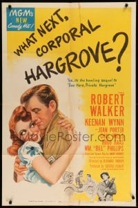 1t959 WHAT NEXT, CORPORAL HARGROVE? 1sh '45 romantic artwork of Robert Walker & Jean Porter!
