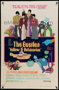 1t990 YELLOW SUBMARINE 1sh 1968 psychedelic art, John, Paul, Ringo & George, 12 song style
