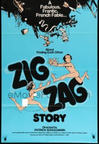 1t997 ZIG ZAG STORY 1sh '86 Diane Bellego, Christian Francois, cartoon art of naked man & woman!