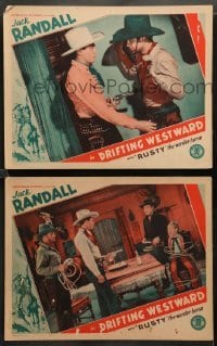 1w857 DRIFTING WESTWARD 2 LCs '39 western cowboy Jack Randall c/u & in action!