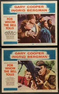 1w865 FOR WHOM THE BELL TOLLS 2 LCs R57 images of Gary Cooper & Ingrid Bergman, Hemingway!