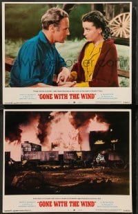 1w873 GONE WITH THE WIND 2 LCs R68 Leslie Howard and Vivien Leigh, burning Atlanta!