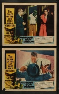 1w878 HIDEOUS SUN DEMON 2 LCs '59 one with great image of Robert Clarke as the monster!