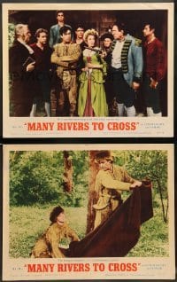 1w906 MANY RIVERS TO CROSS 2 LCs '55 Robert Taylor, Eleanor Parker, Russ Tamblyn!
