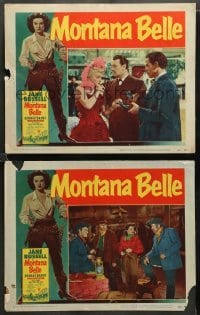 1w912 MONTANA BELLE 2 LCs '52 female bandit Jane Russell, George Brent, Scott Brady