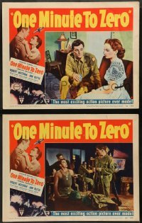 1w922 ONE MINUTE TO ZERO 2 LCs '52 Robert Mitchum, Ann Blyth, Howard Hughes