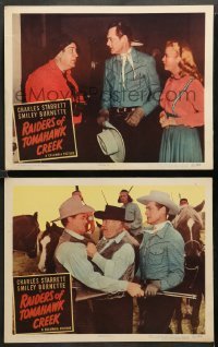 1w936 RAIDERS OF TOMAHAWK CREEK 2 LCs '50 Charles Starrett as the Durango Kid & Smiley Burnett